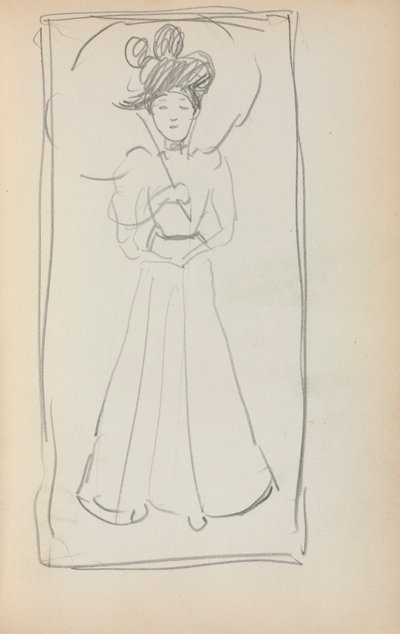 Italiaans schetsboek: Staande vrouw met parasol (pagina 233) door Maurice Prendergast