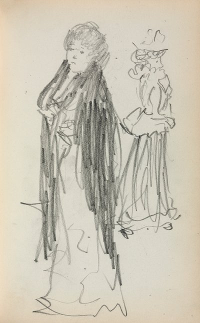Italiaans schetsboek: Twee staande vrouwen (pagina 129) door Maurice Prendergast