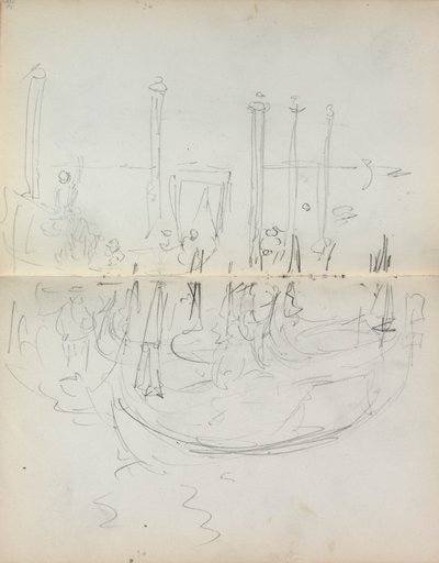 Italiaans schetsboek: Venetiaans havengezicht (pagina 37  38) door Maurice Prendergast