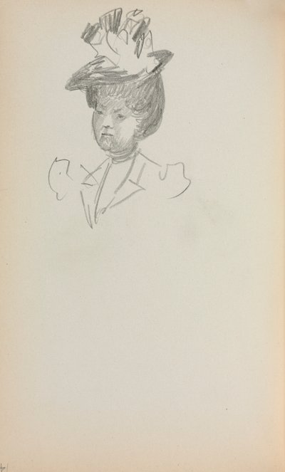 Italiaans schetsboek: Vrouw, borstlengte (pagina 142) door Maurice Prendergast