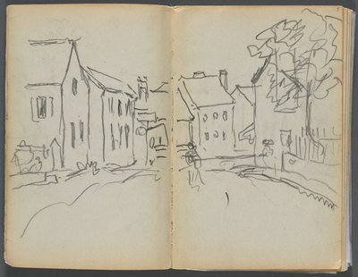 Schetsboek - Het Granite Shore Hotel, Rockport, pagina 004  5: Straatbeeld door Maurice Prendergast