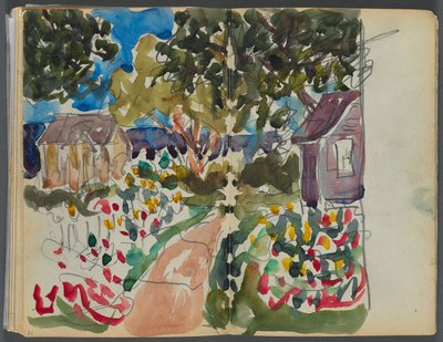 Schetsboek - Het Granite Shore Hotel, Rockport, pagina 016 17: Huizen en tuinen door Maurice Prendergast