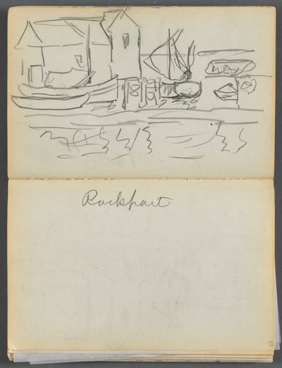 Schetsboek - Het Granite Shore Hotel, Rockport, pagina 028  29: "Rockport". door Maurice Prendergast