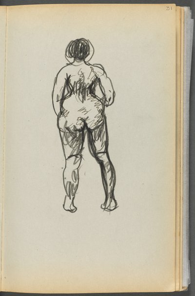 Schetsboek - The Granite Shore Hotel, Rockport, pagina 031: Vrouwelijk naakt gezien vanaf de achterkant door Maurice Prendergast