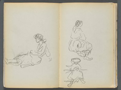 Schetsboek - The Granite Shore Hotel, Rockport, pagina 048  49: Zittende vrouwenfiguren door Maurice Prendergast