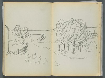 Schetsboek - Het Granite Shore Hotel, Rockport, pagina 072  73: Stadsgezicht door Maurice Prendergast