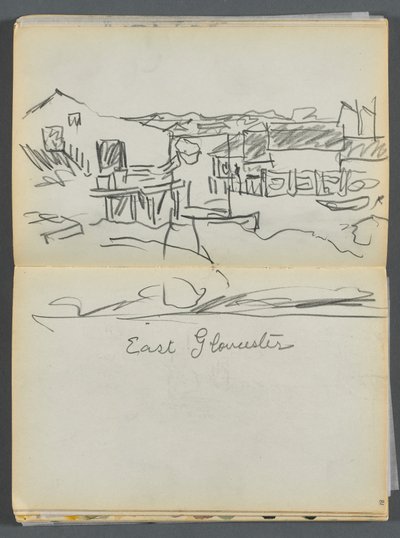 Schetsboek - The Granite Shore Hotel, Rockport, pagina 080  81: "East Gloucester". door Maurice Prendergast