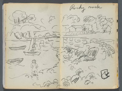 Schetsboek - The Granite Shore Hotel, Rockport, pagina 088  89: "Rocky Neck". door Maurice Prendergast