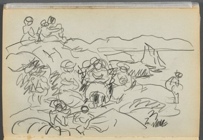 Schetsboek - Het Granite Shore Hotel, Rockport, pagina 096: Picknickers door Maurice Prendergast