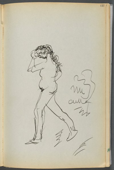 Schetsboek - Het Granite Shore Hotel, Rockport, pagina 133: Naakt lopen door Maurice Prendergast