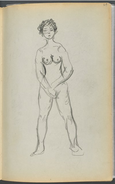 Schetsboek - Het Granite Shore Hotel, Rockport, pagina 169: Vrouwelijk naakt door Maurice Prendergast