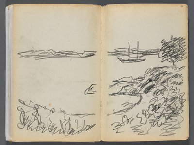 Schetsboek - The Granite Shore Hotel, Rockport, pagina 180  181: Kustlijn door Maurice Prendergast