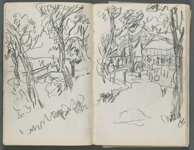 Schetsboek, The Dells, nr. 127, pagina 004 5: Landschap door Maurice Prendergast