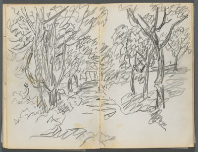 Schetsboek, The Dells, nr. 127, pagina 064  65: Landschap door Maurice Prendergast