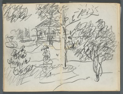 Schetsboek, The Dells, nr. 127, pagina 066  67: Landschap door Maurice Prendergast