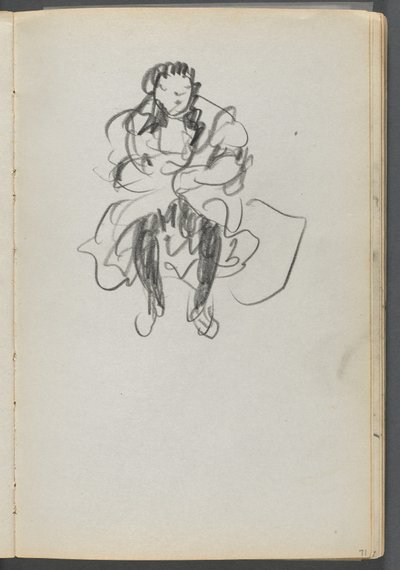 Schetsboek, The Dells, nr. 127, pagina 071: Zittende figuur door Maurice Prendergast