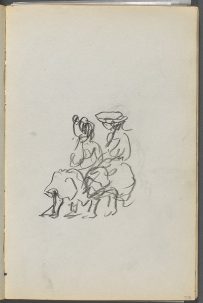 Schetsboek, The Dells, nr. 127, pagina 119: Twee zittende figuren door Maurice Prendergast