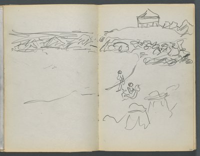 Schetsboek, The Dells, nr. 127, pagina 130  131: Kustgezicht door Maurice Prendergast