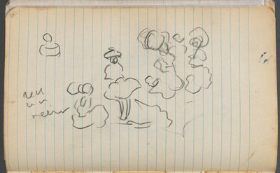 Schetsboek, pagina 076: Figuren met aantekeningen door Maurice Prendergast