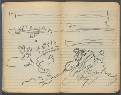 Schetsboek, pagina 082  83: Strandzicht door Maurice Prendergast