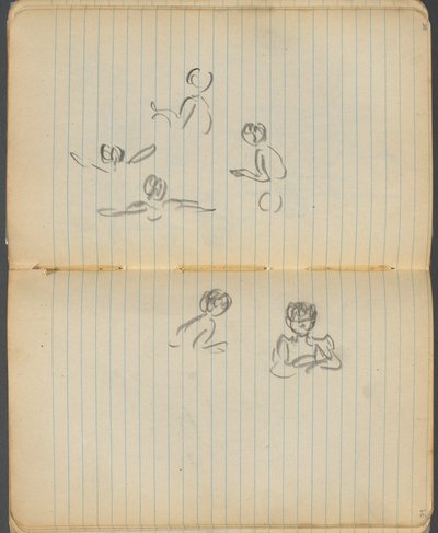 Schetsboek, pagina 094  95: Zwemfiguren door Maurice Prendergast