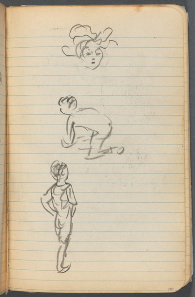 Schetsboek, pagina 101: Drie figuren door Maurice Prendergast