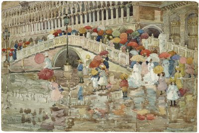 Paraplu’s in de regen door Maurice Prendergast
