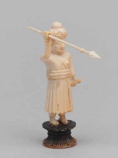 Zwarte pion, schaakstuk, India, circa 1820 door Maurice Quentin de La Tour
