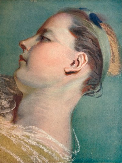 Tete Penchee, ca. 1752 door Maurice Quentin de La Tour