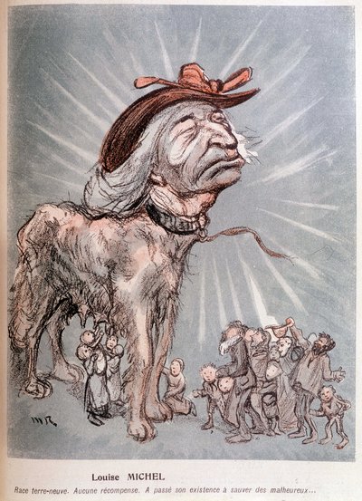 Cartoon van Louise Michel als een hond 