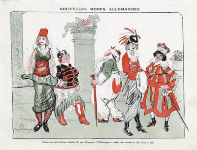 Illustratie van Maurice Radiguet in Mode in Duitsland, ca. 1915 - Nieuwe Duitse modes - Oorlog van 14-18, Duitsland Pruisen, Turkije, Mode, Triplice - Vrouwen door Maurice Radiguet
