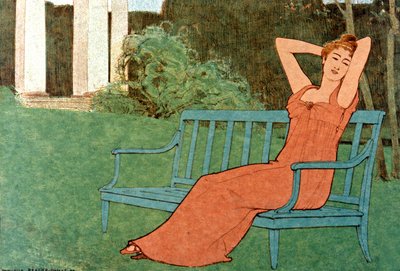 Vrouw in een tuin door Maurice Realier Dumas