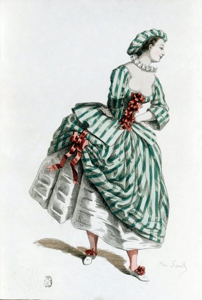 Kostuum en masker van Colombine in 1855 door Maurice Sand