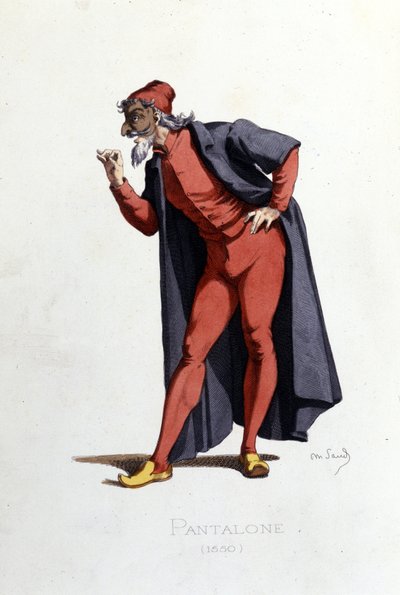 Kostuum en theaterpersonage: Pantalone (en fr. Pantalone, dokter) uit 