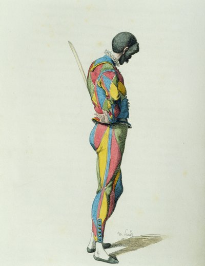 Harlekijn in 1858 door Maurice Sand