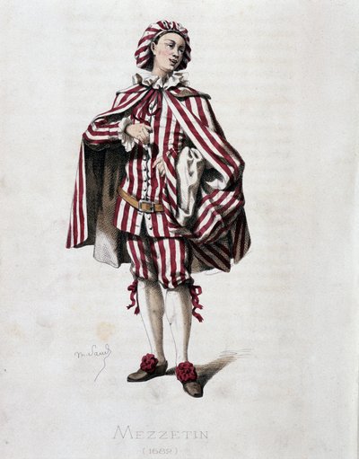 Portret van Mezzetin (Scapin) door Maurice Sand