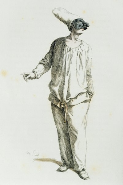 Pulcinella in 1800, door Maurice Sand door Maurice Sand