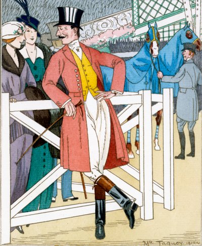 "Gazette du Bon Ton": Nr. 4, Les Propos Desobligeants, tenue voor het Concours Hippique door Maurice Taquoy