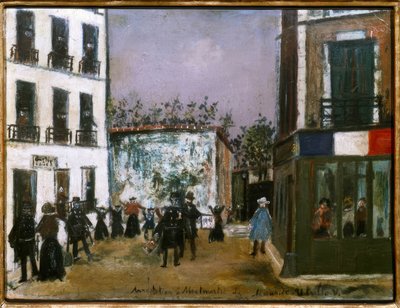 Arrestatie op de Montmartre door Maurice Utrillo
