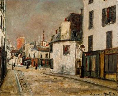 De Rue de Mont Cenis in de wijk Montmartre in Parijs door Maurice Utrillo