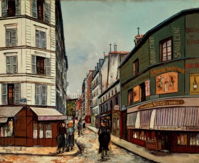 Rue Sevestre, Montmartre  door Maurice Utrillo