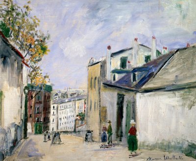 Straatbeeld in Montmartre, Parijs (olieverf op doek) door Maurice Utrillo