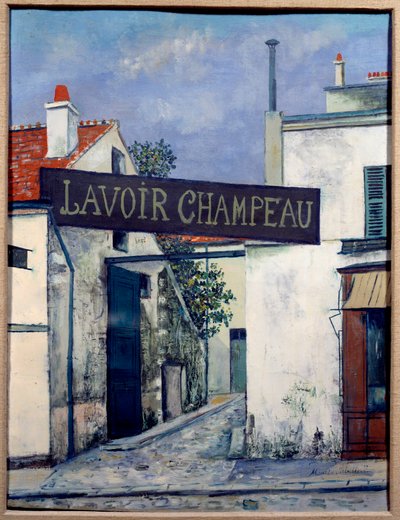 Het Champeau-washuis, 20e eeuw (olieverf op doek) door Maurice Utrillo