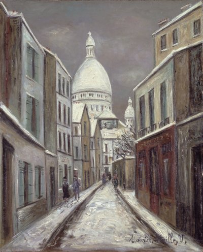 De Rue Saint-Rustique, ca. 1933 (olieverf op papier) door Maurice Utrillo