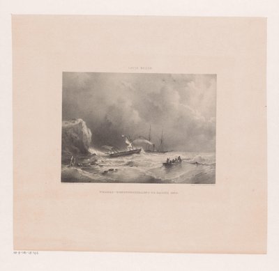 Boten in nood bij storm op zee door Maurits Frederik Hendrik De Haas