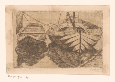 Roeiboot en zeilboot door Maurits van der Valk (signed by artist)