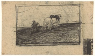 Schets van ploegende paarden door Maurits van der Valk
