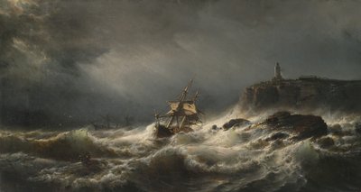 Schipbreuk op het Eiland Jersey, 1862 door Mauritz Frederik Hendrik De Haas