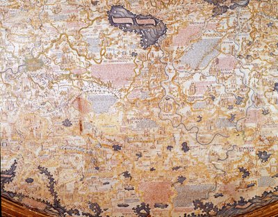 Uitzicht op Rusland (detail) van de wereldkaart (mappamundi) van broeder Maurus (Mauro) camaldolese 1459 Biblioteca Marciana, Venetië door Mauro Fra