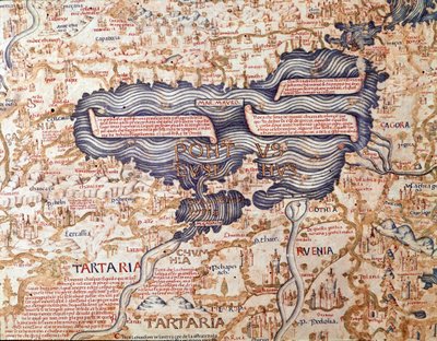 Uitzicht op de Zwarte Zee (detail) van de wereldkaart (mappamundi) van broeder Maurus (Mauro) camaldolese 1459 Biblioteca Marciana, Venetië door Mauro Fra